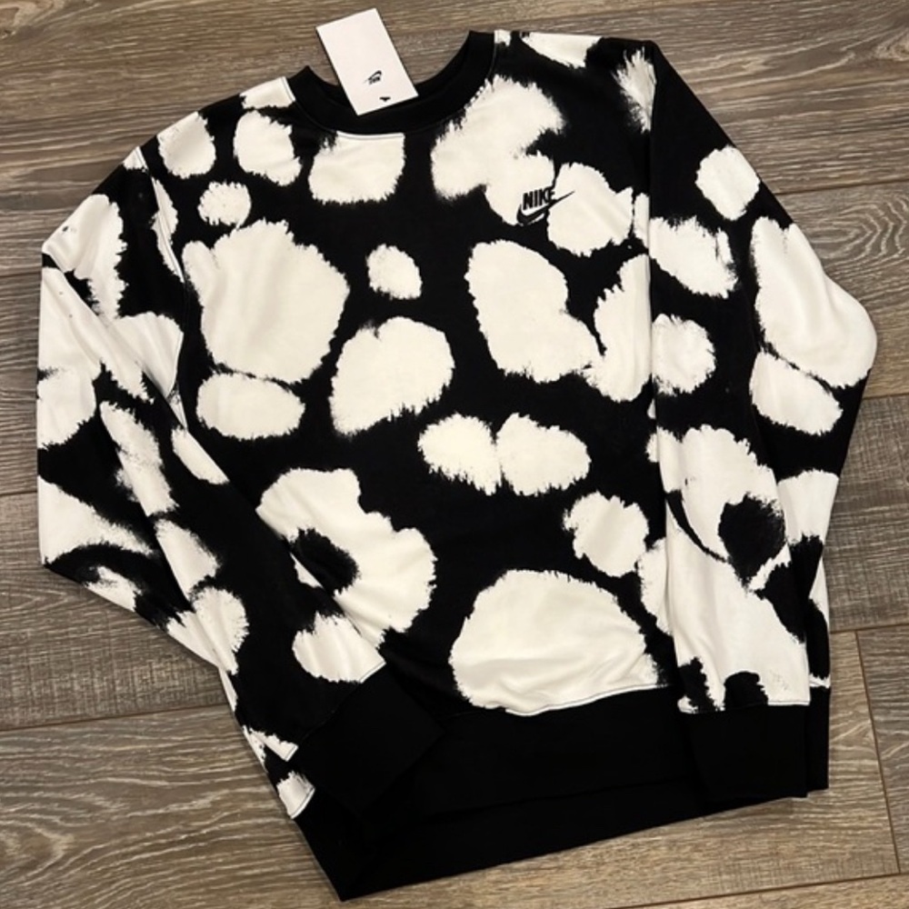 Nike Black White Cow Print Crewneck Sweatshirt New